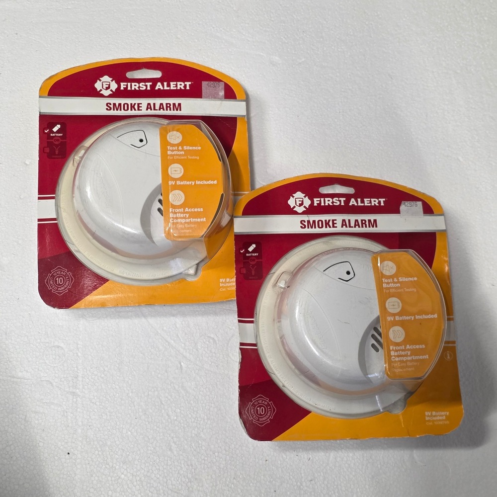 First Alert SA303 Smoke Alarm Battery Operated with Silence Button 2 Pack White